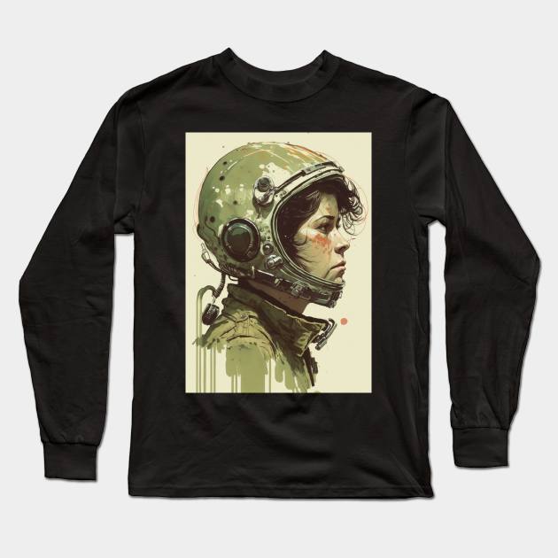 Astronaut Girl Long Sleeve T-Shirt by Durro